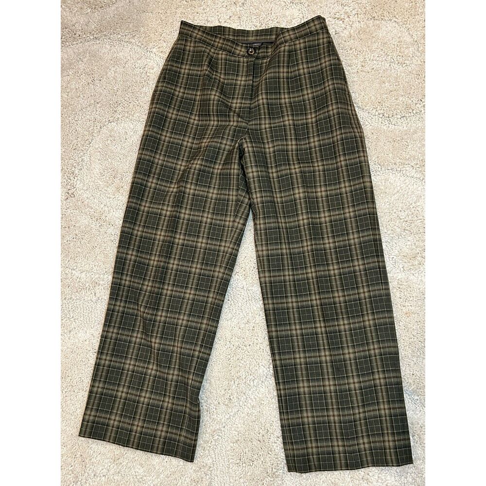 Classiques Entier Green Plaid Wool Blend Lined Career Office Dress Pants Sz 4